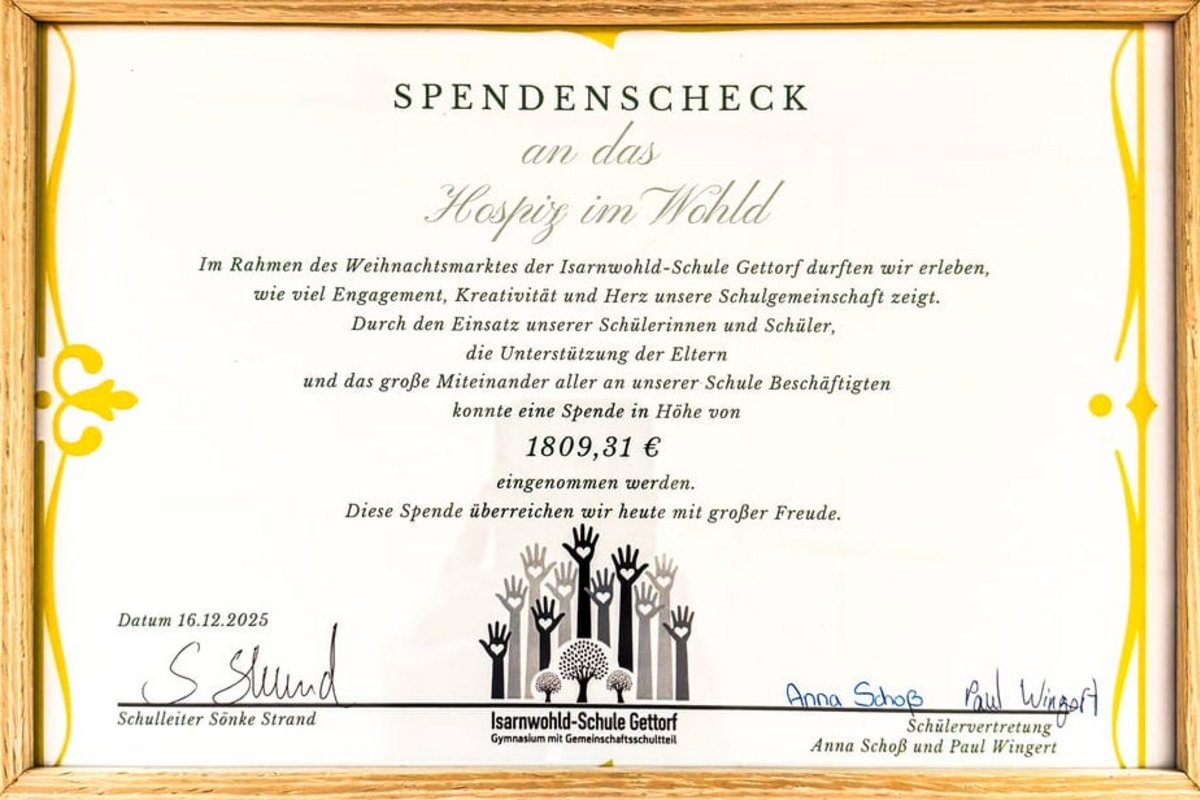Spendenscheck der Isarnwohldschule