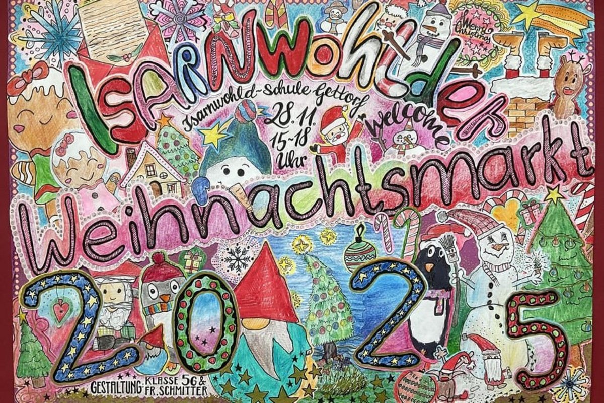 Handgemaltes Plakat zum Weihnachtsmarkt